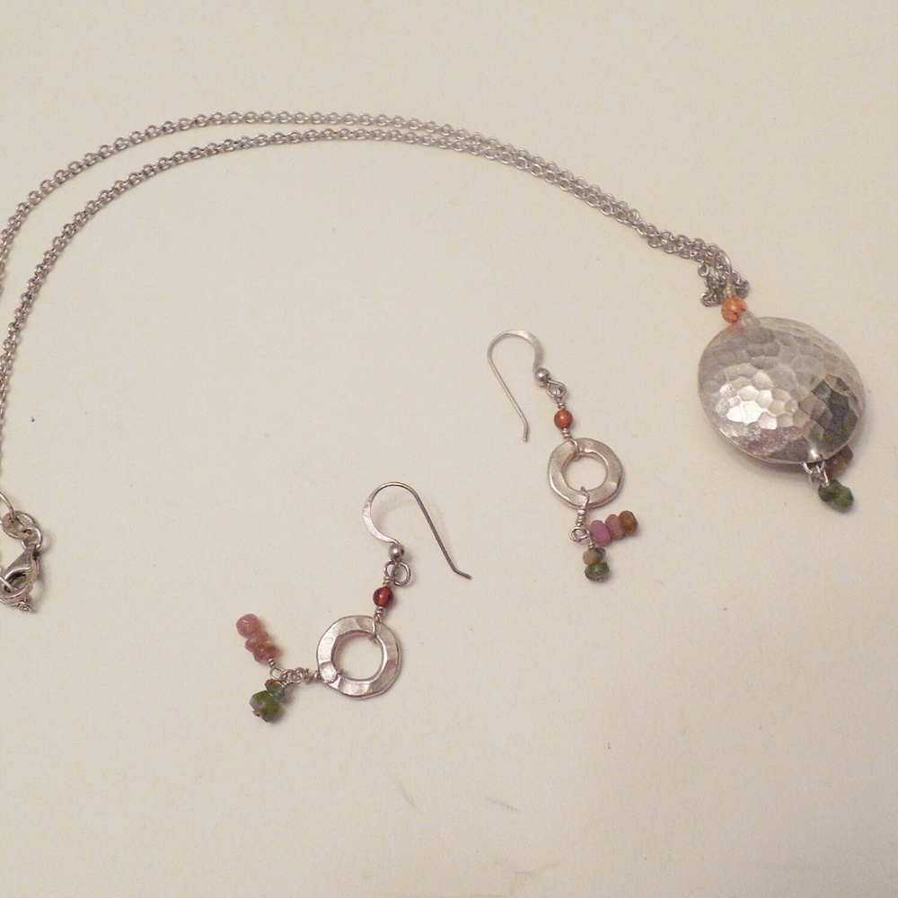 Hammered Sterling Silver Necklace and earrings